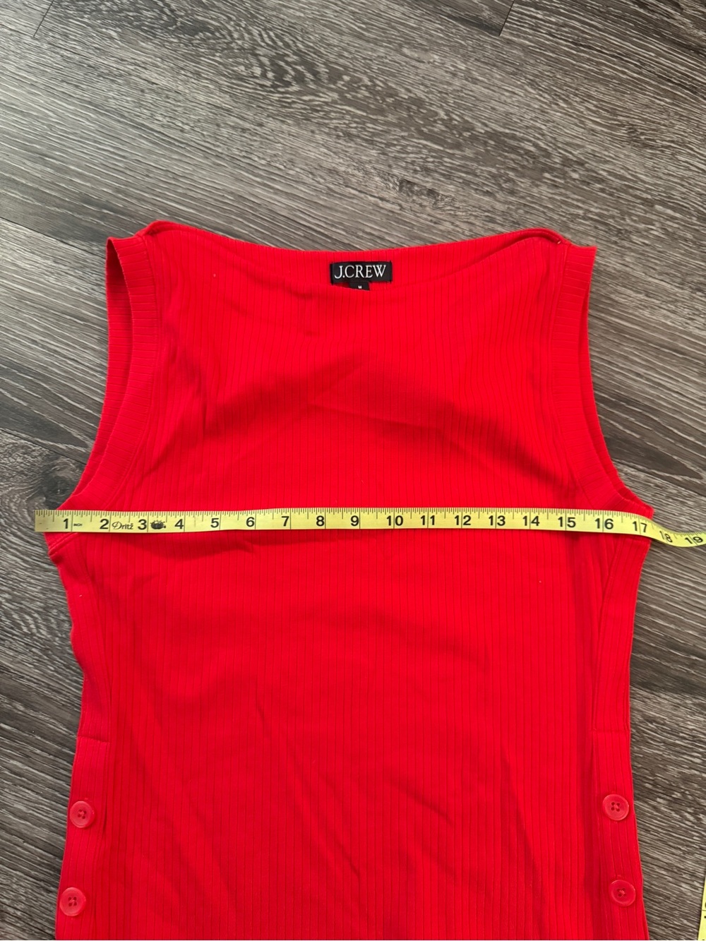 J. Crew Red Ribbed Button Tank New - Picture 3 of 5